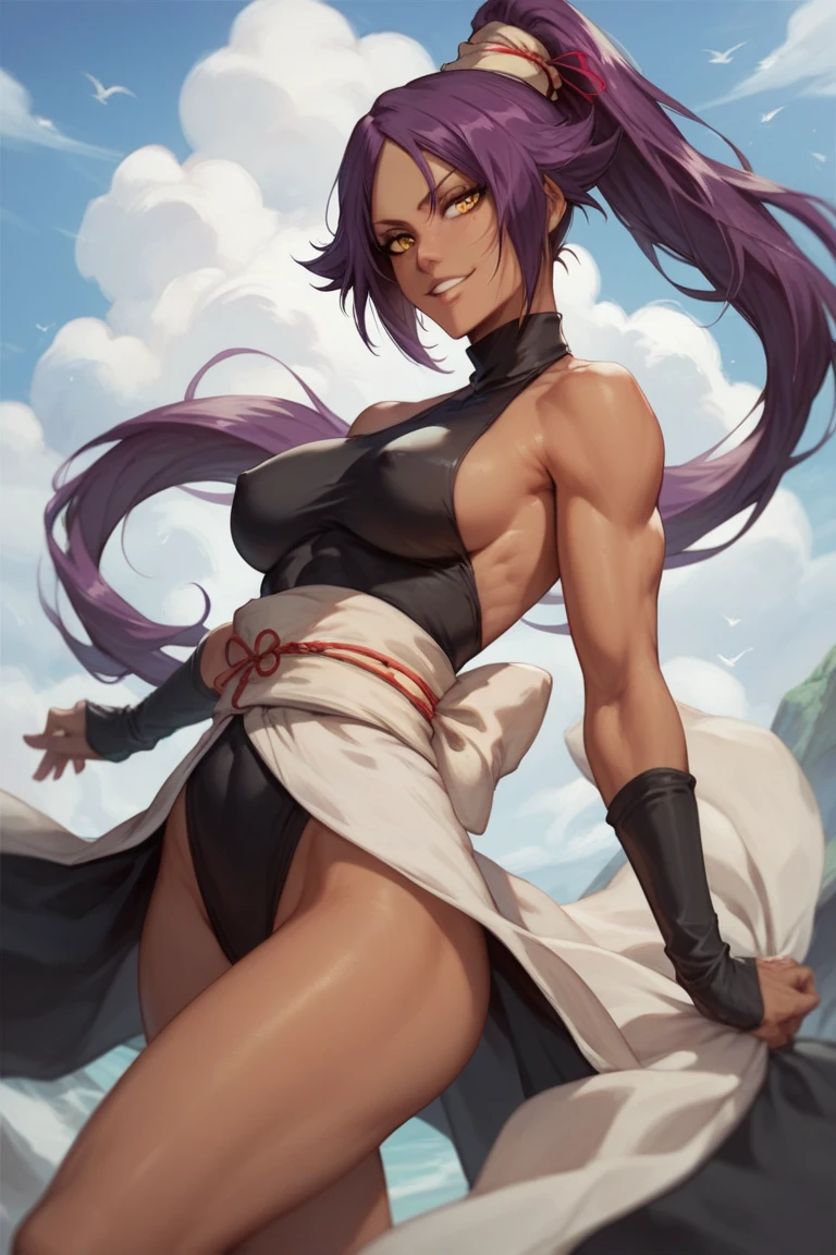 Yoruichi from Bleach sitting