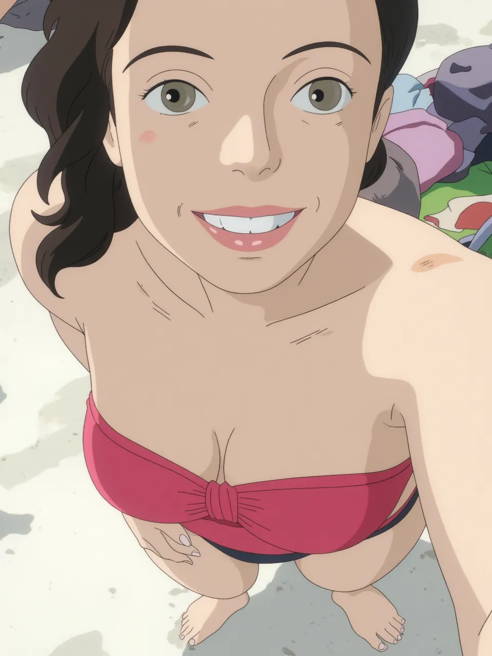 1girl, flat_breasts, 10yearold asian slut is wearing a slutty slingshot_bikini on a boardwalk, she is having sex with a ugly 88yearold grandpa. porn.  1old man, nsfw, old_dick