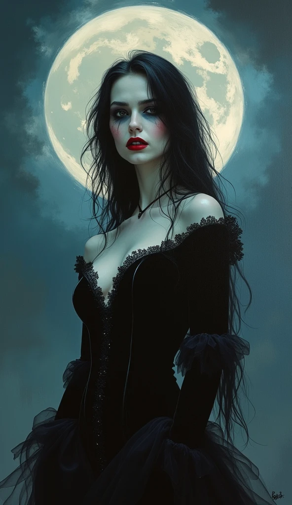 a dark queen, dark queen of horror, blood, lust, eroticism, magic, crown, dark moon, sexy lace dress, perfect ass, detailed eyes, detailed lips, long eyelashes, one girl, dark fantasy, gothic, dark colors, dramatic lighting, chiaroscuro, cinematic, photorealistic, 8k, high quality, masterpiece, , surrealism, impressionism,eroticism, sexy, black and white image, between shadows, oil painting, chiaroscuro, sensual, dramatic lighting, moody atmosphere, photorealistic, intricate details, masterpiece, ultra-detailed, high quality, 8k, best quality, realistic, cinematic, dark and brooding, expressionistic, powerful composition, emotional impact, Bill Sienkiewicz inspired art
