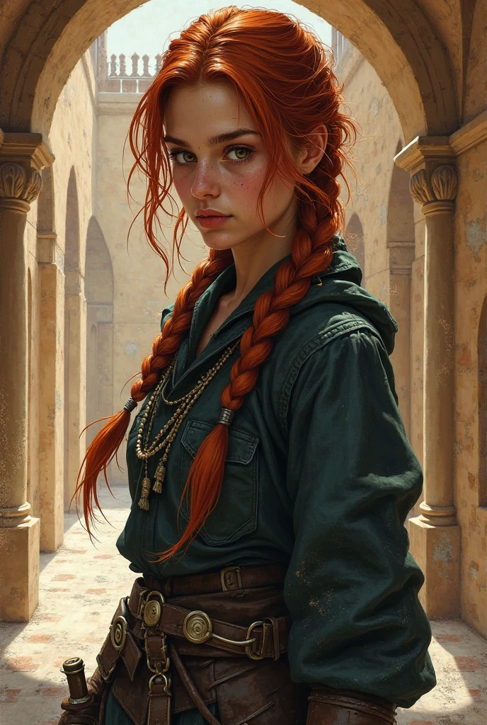 Fourteen-year-old Arab female assassin with red braid