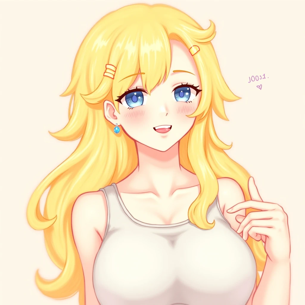 1girl,fair skin,blonde hair,medium hair,parted bangs,white shirt,cleavage,big breasts,micro shorts,wide hips, hoop golden earrings,makeup,smirk,looking at viewer,masterpiece,best quality,outdoors,from side,loving aura,half-closed eyes,blush,{{%Sincos%}} 