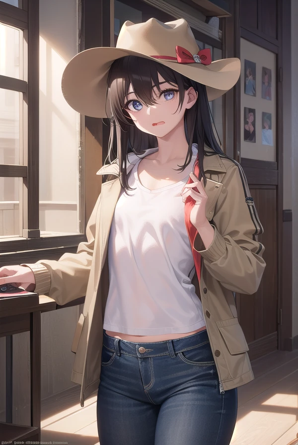 NSFW,NUDE,Woman with long black hair, blue eyes, An athletic body, (watch),(Brown holster belt with square buckle), Stand up straight,Blushed face,Strong drunk,Crying loudly,In front of a wooden wall,Front view,Full body shot,16K, Highest quality, masterpiece, Realistic, Ultra detailed face