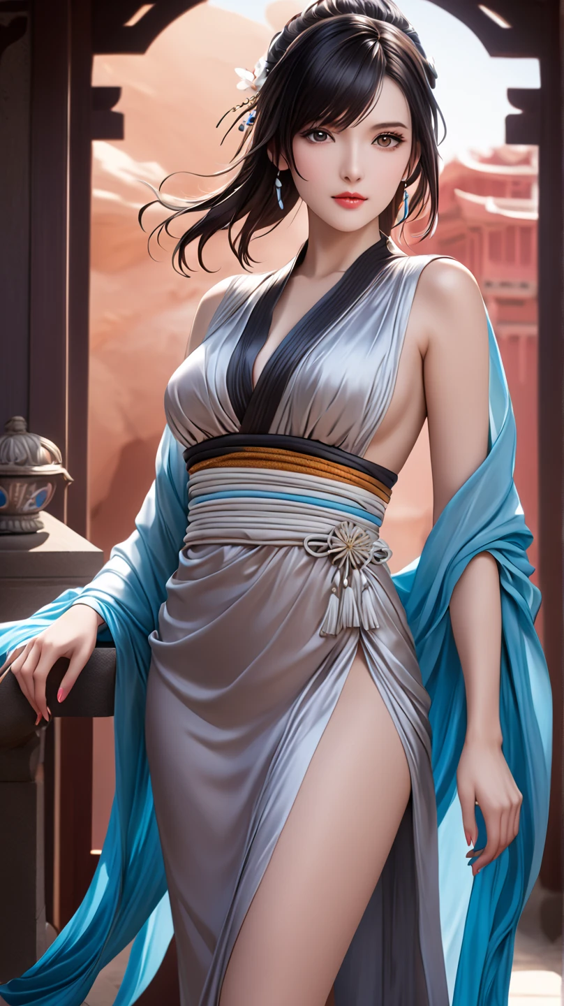 yo, oni, Hercules. busty. loot. nsfw. Beautiful woman. Beautiful woman. sensuous. purple dress. Mount Olympus background
