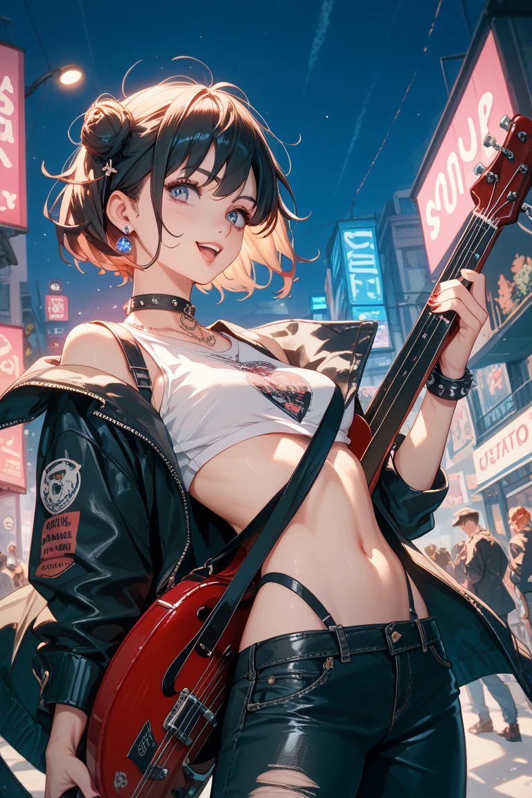 is a character that seems to be in JoJo、Emo illustration of playing double bass