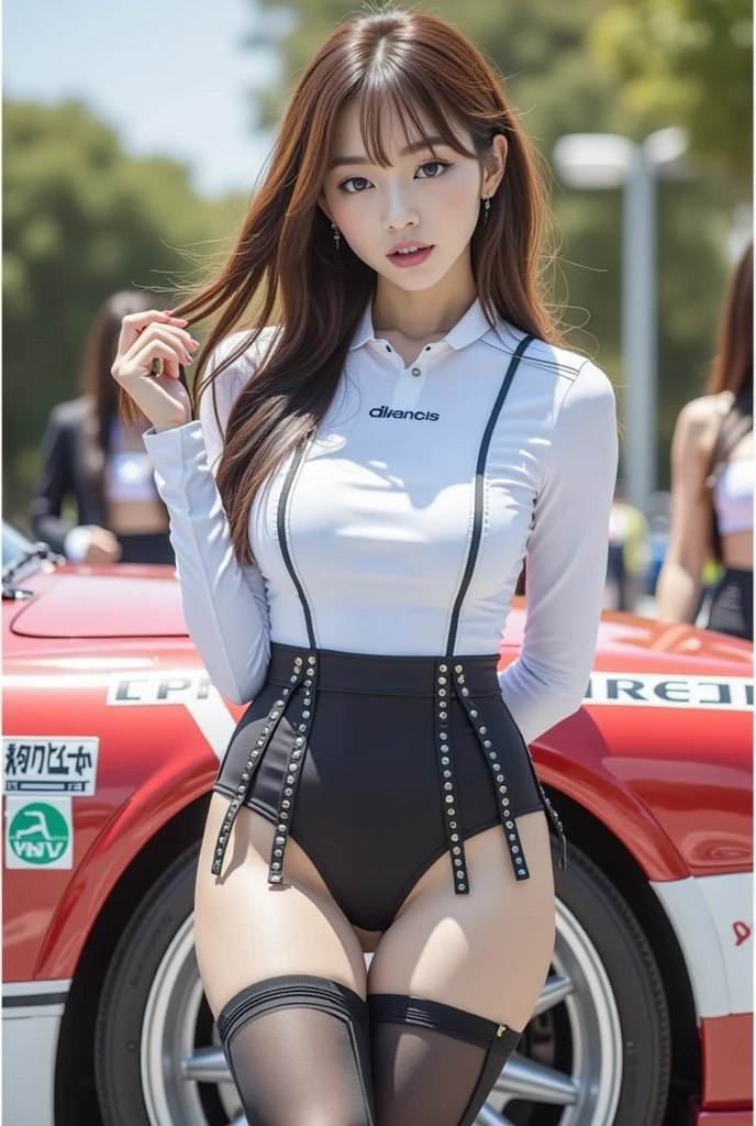 Ultra High Leg、Ultra-thin high-leg black swimsuit、Breast augmentation、Tight swimsuit、Stiletto heels、Survival Swimsuit Black、Sexy body lines、Shiny black competitive swimsuit、high resolution