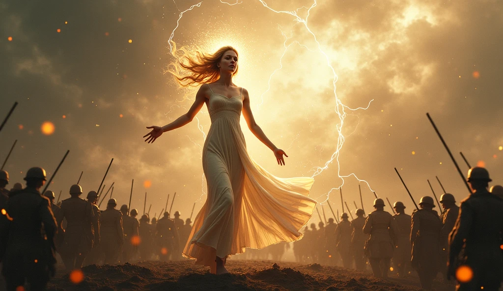 A petite goddess persuades war。Humans in conflict

