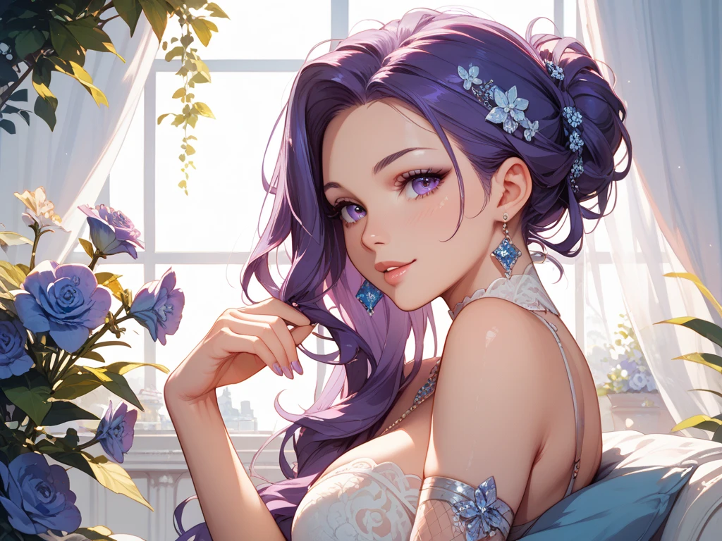 beautiful girl with purple hair