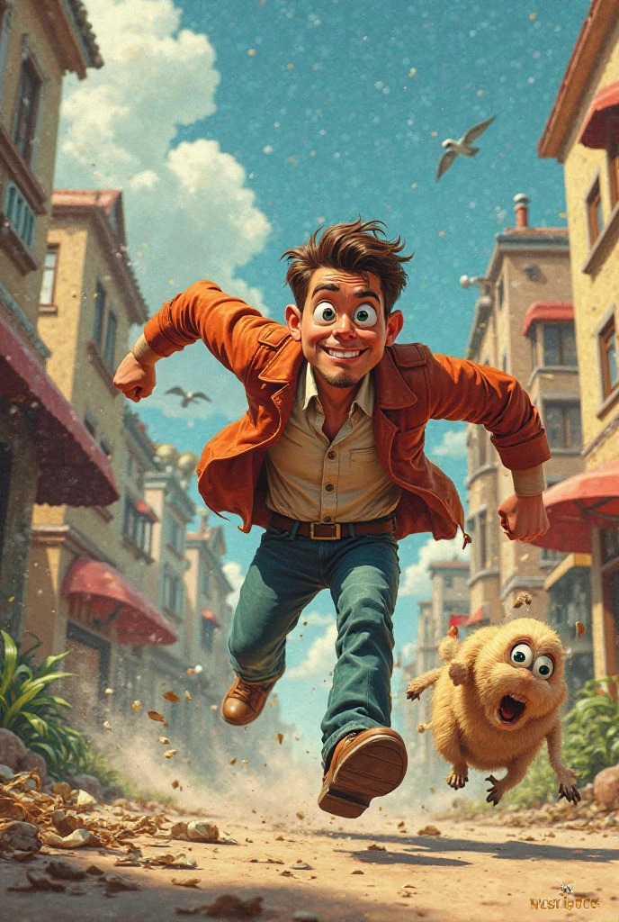 Man chasing a  funny