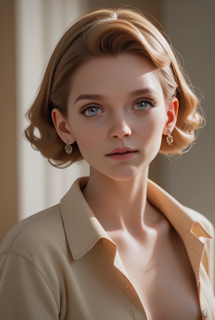 Fille trop belle dans la vingtaine cheveux rouges et noirs yeux rouges en style animé en string