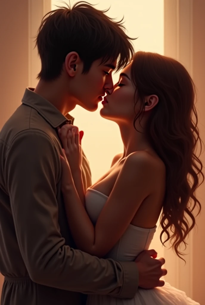 Two people kissing each other