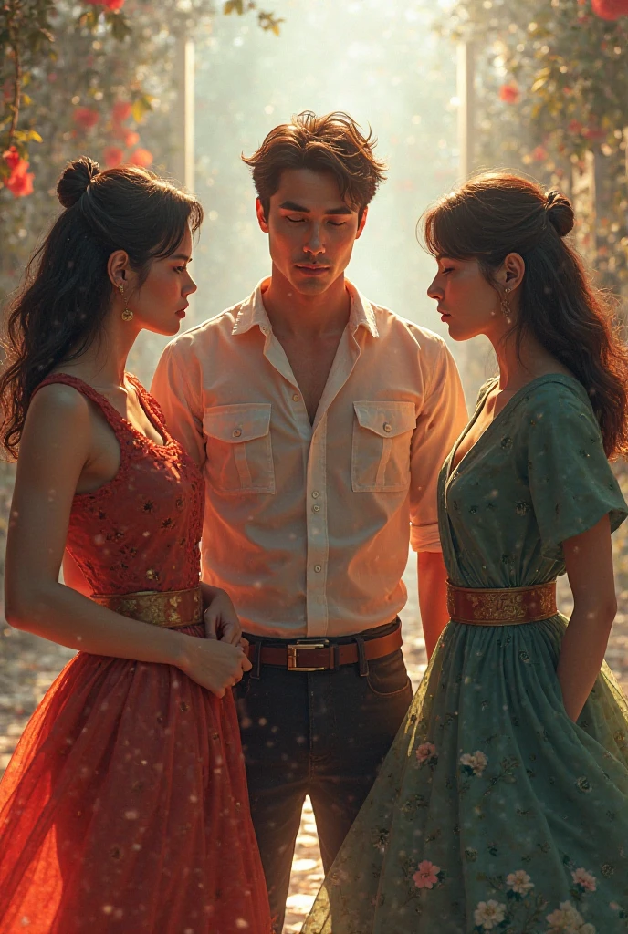 Two womens and one man 3D