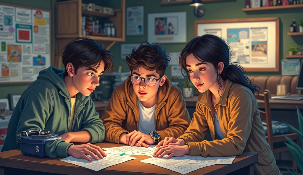 agers two guys and a girl set up a detective agency in the garage and are working on a case
