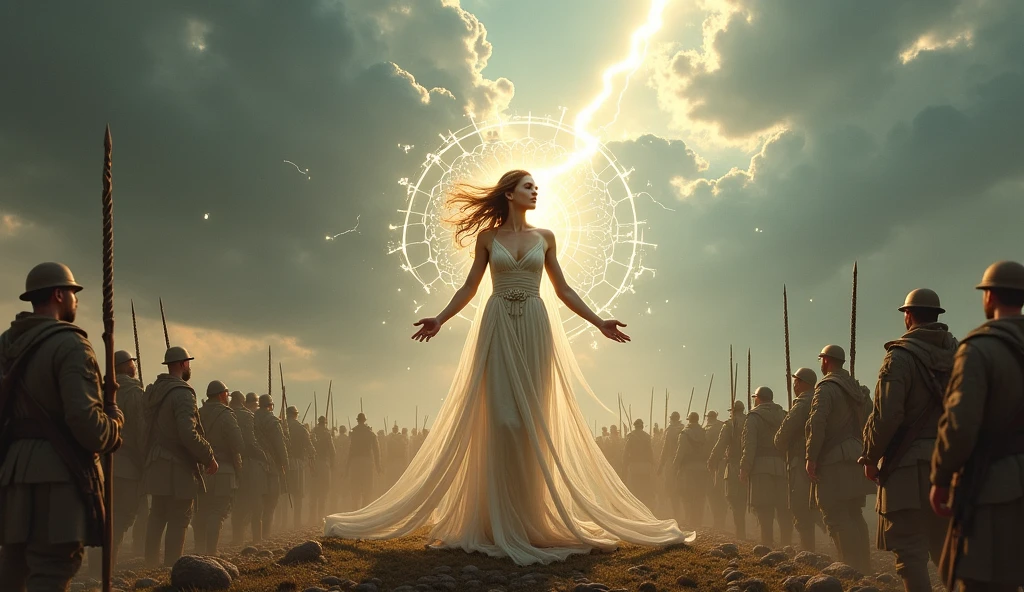 A petite goddess persuades war。Humans in conflict

