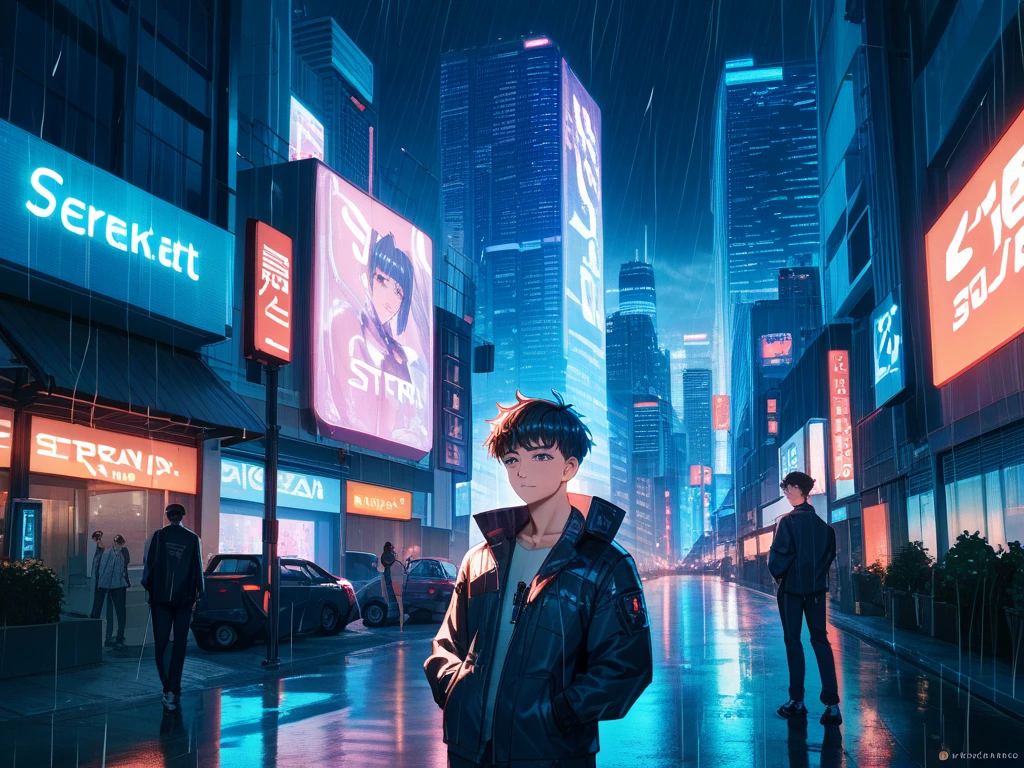 Tokyo city at night in cyberpunk style, glowing neon signs, rainy streets reflecting vivid colors, futuristic skyline with dense skyscrapers, Shinjuku or Shibuya district, cinematic lighting, ultra-detailed, moody and dramatic,
