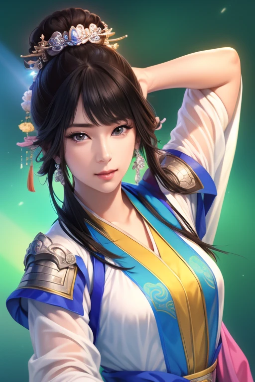 Han Dynasty landscape、Three Kingdoms、(Armor,4K,8k,high res,Great Performance:1.2)、very detailed, high res,、HyperHD、studio lighting、ultra-fine painting、 sharp focus、 Physically Based Rendering、 very detailed説明、  professional 、 of bright colors、Traditional Chinese painting techniques、 Ambient light、 Bright contrasting colors、very detailed目と顔、 Attention to Beautiful Details beautiful、 Light on the face、Hanfuを着た少女、(Hanfu: 1.1)、eyes are green、(((1 girl)))、silver punch、 Dynamic Gesture