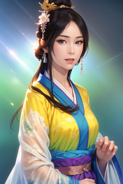 Han Dynasty landscape、Three Kingdoms、(Armor,4K,8k,high res,Great Performance:1.2)、very detailed, high res,、HyperHD、studio lighting、ultra-fine painting、 sharp focus、 Physically Based Rendering、 very detailed説明、  professional 、 of bright colors、Traditional Chinese painting techniques、 Ambient light、 Bright contrasting colors、very detailed目と顔、 Attention to Beautiful Details beautiful、 Light on the face、Hanfuを着た少女、(Hanfu: 1.1)、eyes are green、(((1 girl)))、silver punch、 Dynamic Gesture