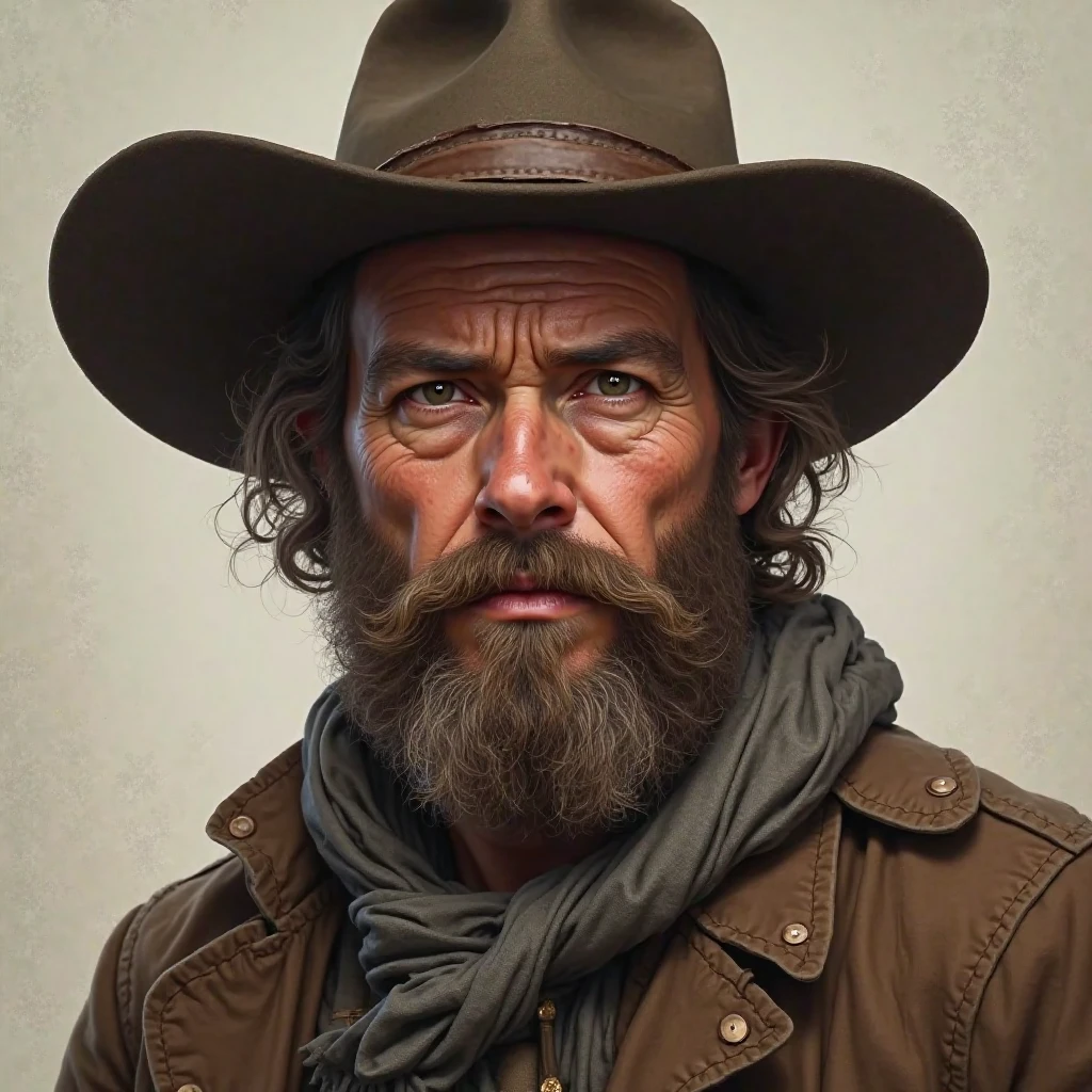 Cabello Castaño, man with a beard and hat that is not animated