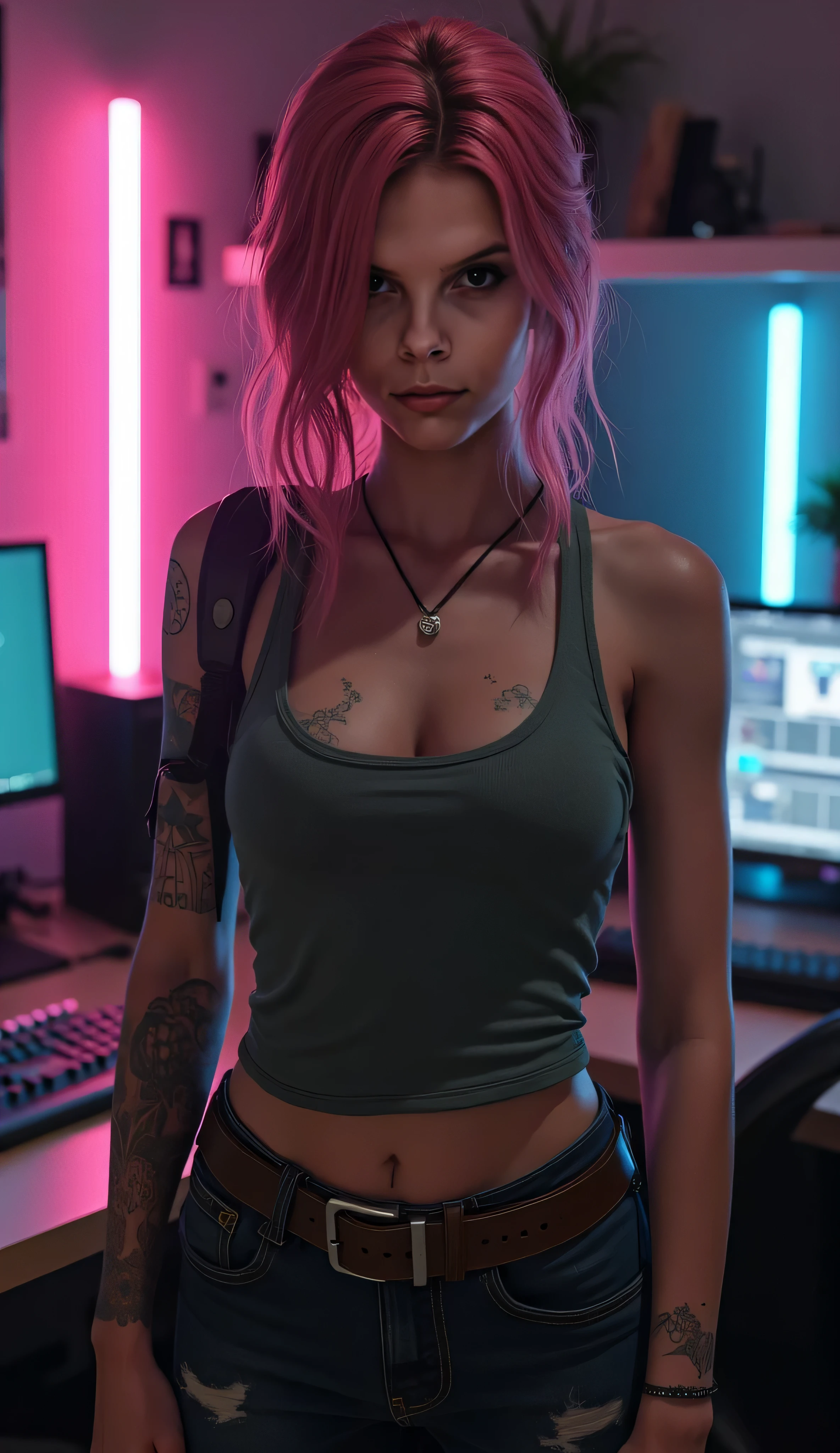 (((of the highest quality: 1.4))),(unparalleled masterpiece ever), (Ultra high definition),(Ultra-realistic 8K CG, camera view from behind), offcial art、 (((adult nude , cleavage showing, white thigh high socks))), (((1girl in))), ((( Bob Shorthair ))), Punk girl with a perfect nude body,Beautiful and well-groomed face,Fancy makeup, (Image from head to t),((pink Bob Shorthair )), Simon Bisley's urban savage style school classroom,Detailed background of school classroom,Clean abs, Complex graphics, dark pink with white stars and gray and white stripeany poisonous tattoos )), piercingson vagina