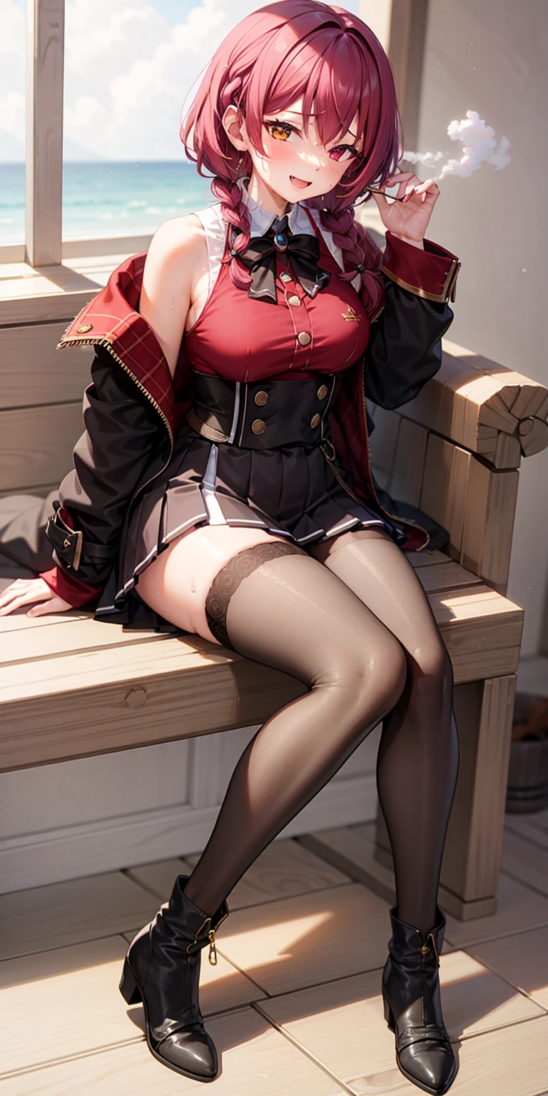 (Extreme High Definition), (Ultra High Resolution), (Ultra High Definition), (Ultra Fine Picture), (Ultra Clear Wallpaper), realistic, with a unique texture and rich colors, 16K, 1Girl, Asian beauty, cute student sister, 18 years old, short hair, bare legs, slim figure, slender legs, slender legs, jk style, short sleeved white shirt, skirt, plaid pleated skirt, huge chest, tied hair, hair bands, bow tie and bow tie on the playground, White shirt, texture, sitting posture, lying in bed, plaid skirt, high-quality shadows, (black stockings), stockings, single light source, blurred foreground, depth of field, low-key, film lighting