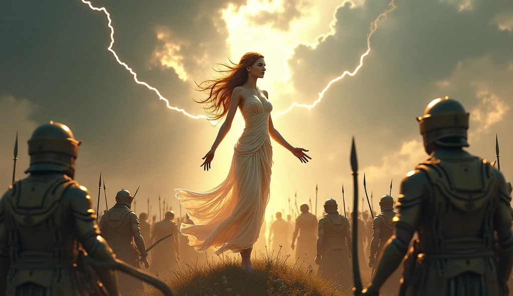 A petite goddess persuades war。Humans in conflict

