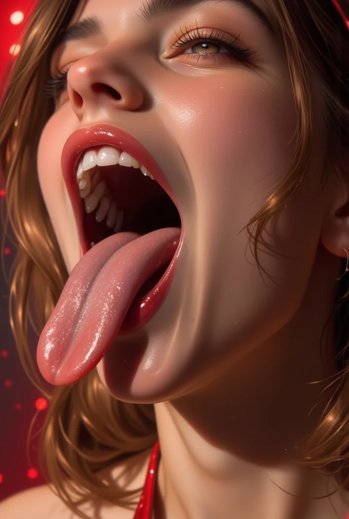 Beautiful woman's dirty tongue