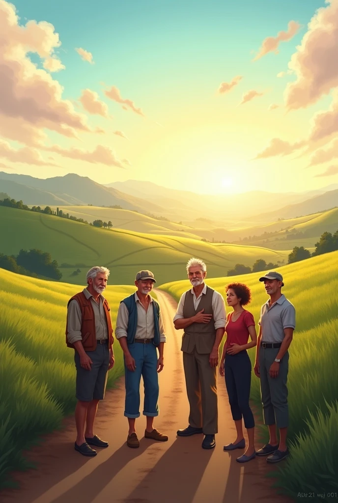 create a horizontal picture with a caption: thanks for the attention with the farmers in the background