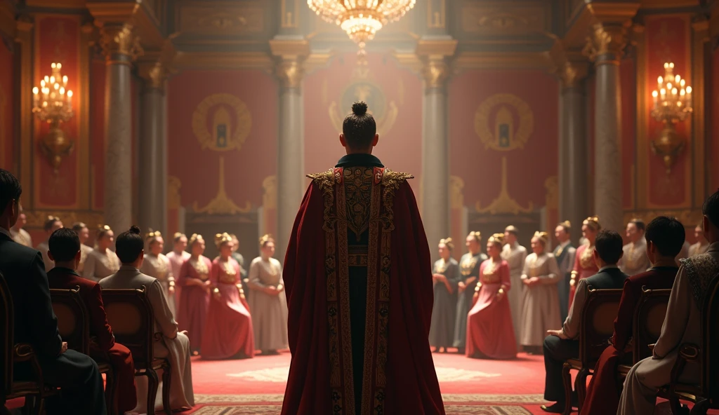 A headhunter is speaking in a royal court 