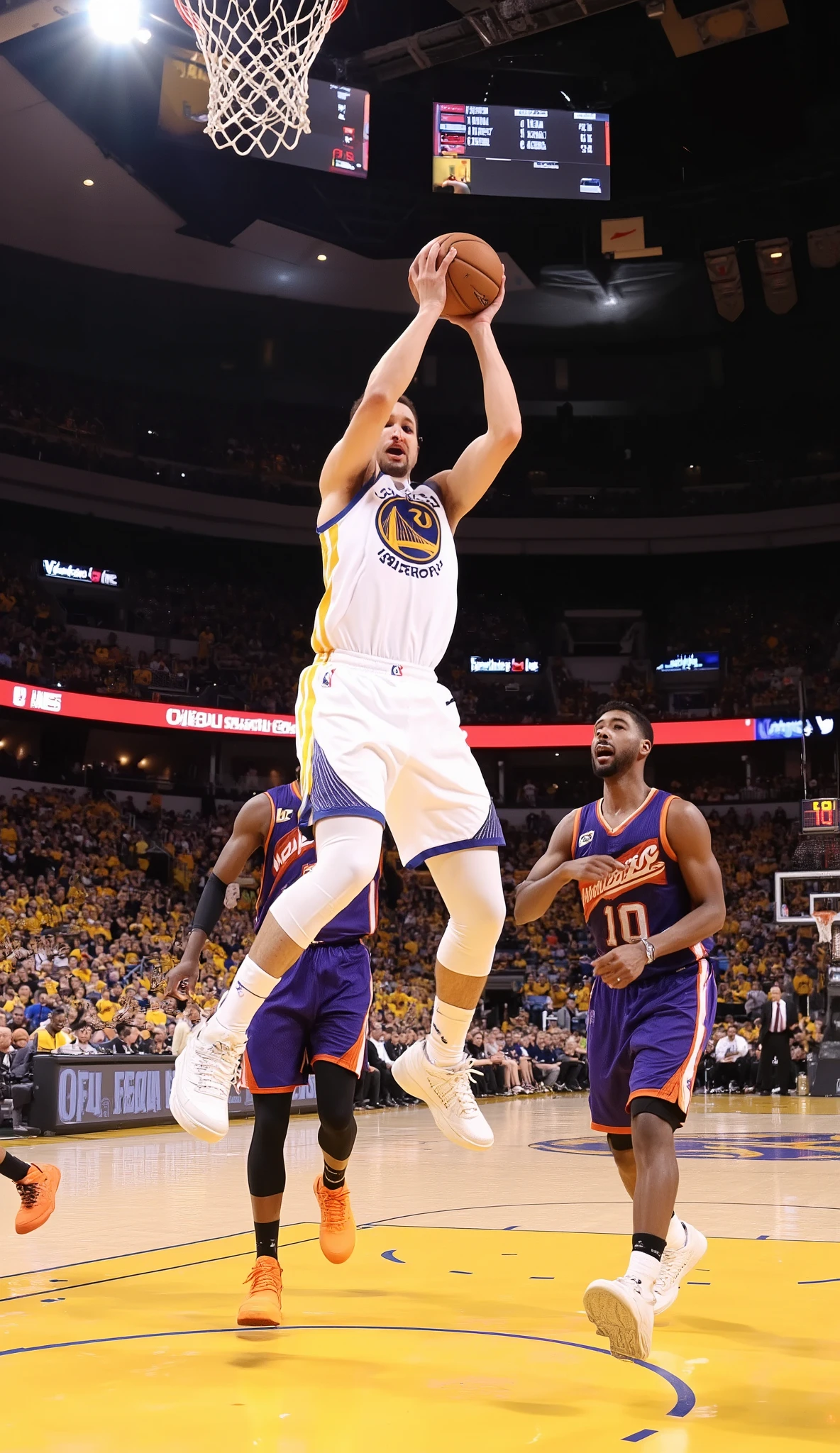 steph Curry jumper, maybe a step-back over a Suns defender.