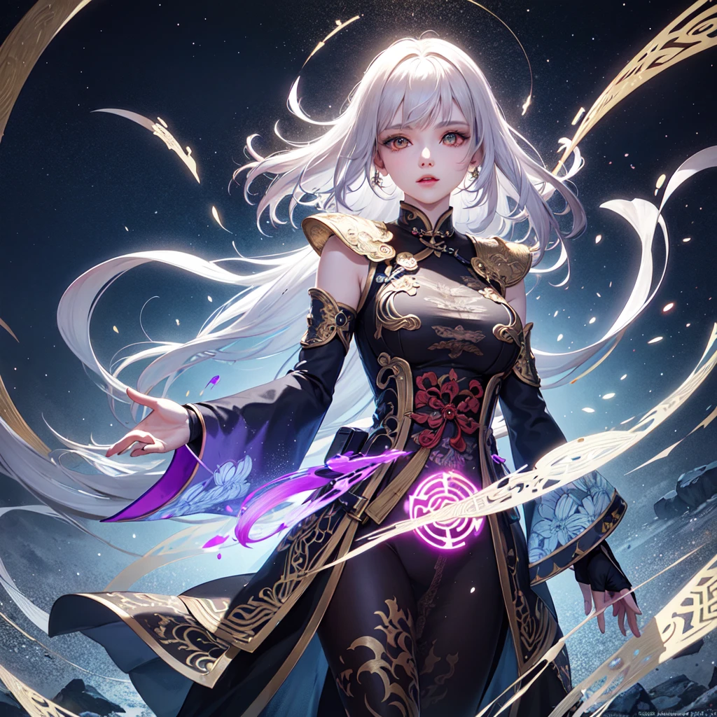 best quality, masterpiece, cinematic lighting, intricate, simple background, detailed face, full body, (outline:1.2), (popart:1.3), lineart,
1girl, magical, aura, spell caster, model standing, centered, foggy, epic, spells, magic, energy, fire, water, chaos, (portal:1.2), staff, tattoo, (clock:1.2), long hair, glasses, high ponytail,
<lora:aoi_14:0.8>