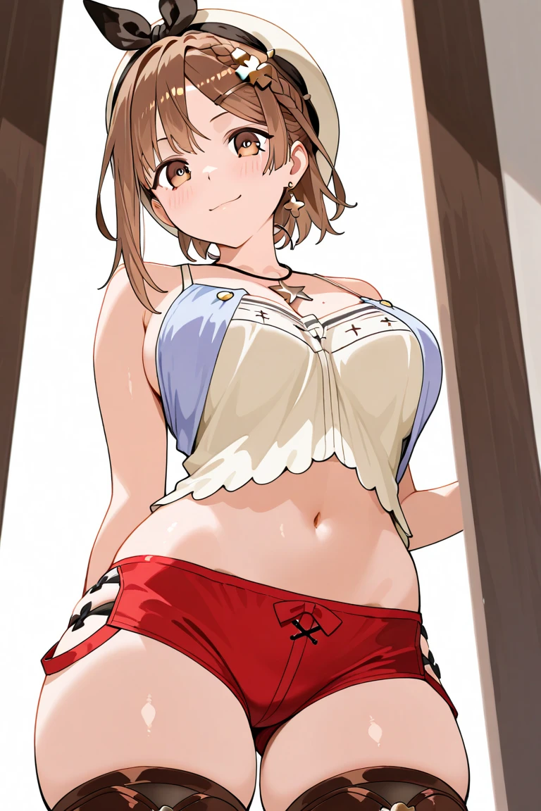 masterpiece, best quality, highres, ik4, animal ears, swimsuit, yellow bikini, hairclip, standing, cowboy shot,