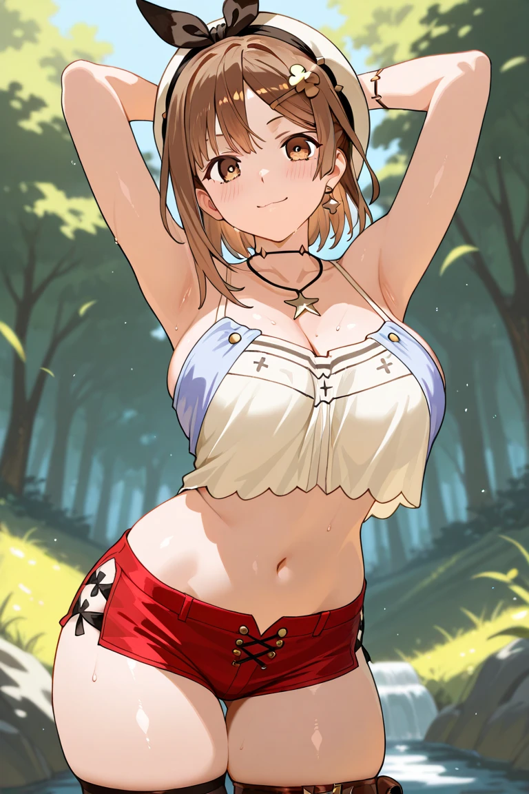 (Best Quality, 4K, 8K, hight resolution, masutepiece:1.2), ((solo),Ultra-detailed, (Realistic), Mature Woman,((in woods)),masutepiece, Highest Quality, Ultra-fine,max resolution, Extremely detailed, ((white panties)),thong,Rat trail section,happily face,Seductive thighs,smile,thigh-high socks,open mouth,Stick in own hand,2ndDefault, Asymmetrical Designed Costume,Colossal tits,Braided hair,narrow waist