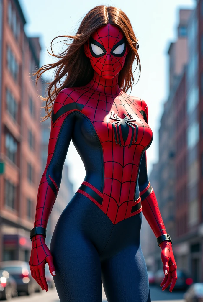 ((Emily Willis)), (((exposed breasts, show nipples))), unzipped:1.2, bright eyes, ((costume is unzipped from her chest to her bellybutton)), smile, Beautiful woman detailed defined body, ((spider man cosplay)), small breasts, ((breasts popping out)), thigh gap, (exposed midriff) unzipped, auburn hair, narrow waist, wide hips ((bare chest)), (show nipples) (((location is detailed city rooftop))), time of day is night, the costume is unzipped, ((her bare breasts are exposed)), visible nipples, (toned body)