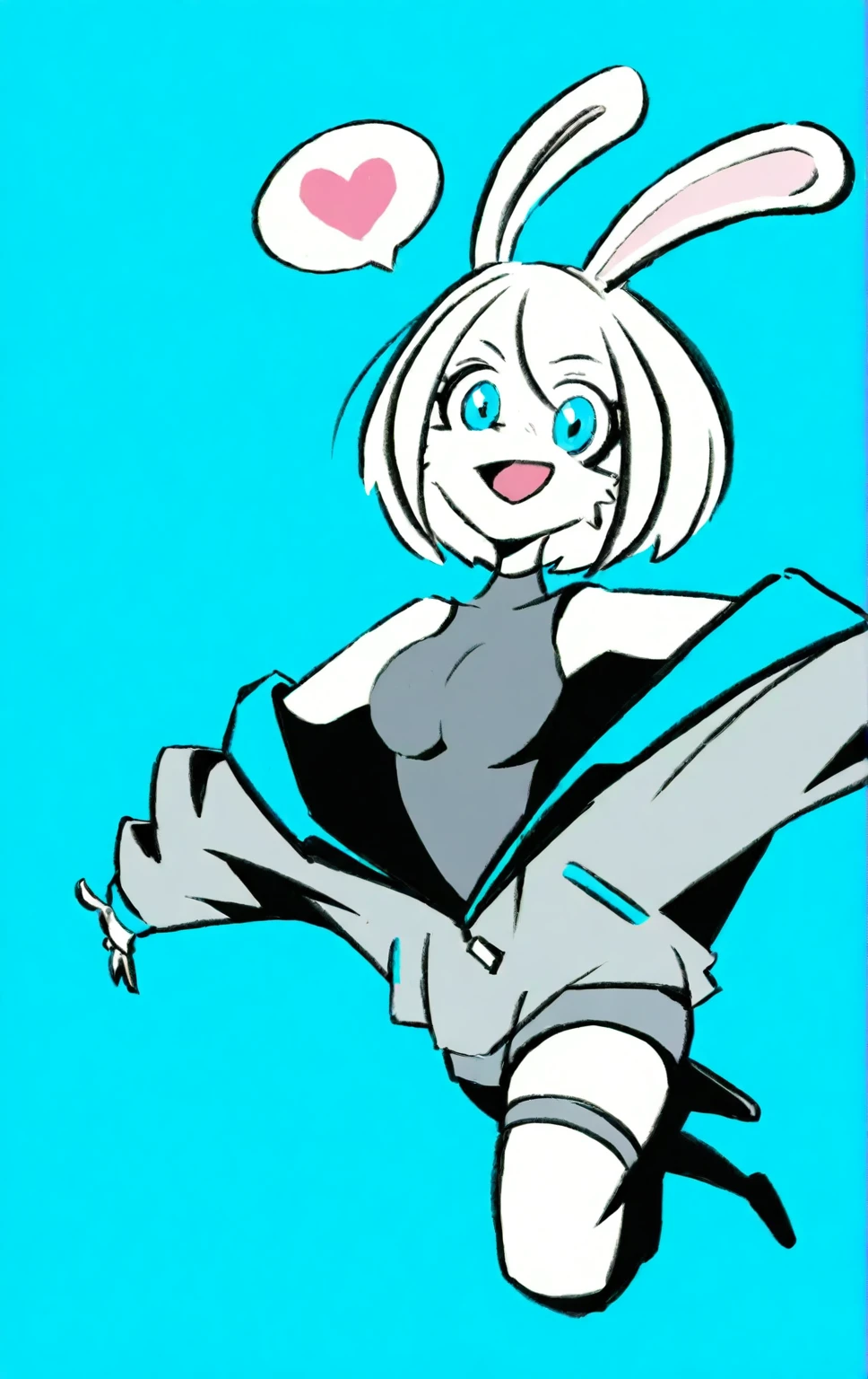 LoRA, Sue Sakamoto, mimiga, dark blue sweater, Dark tones, jojo style, jojo pose, stand behind the character, Pumped physique, jojo bizarre adventure, Stand, jjba