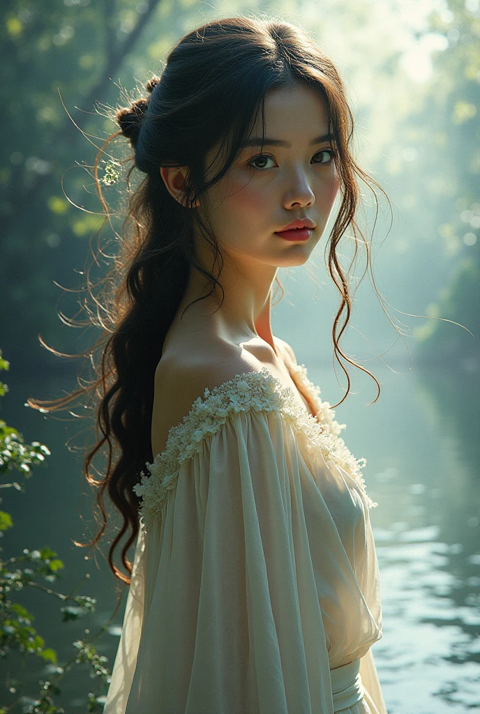 painting woman long hair 