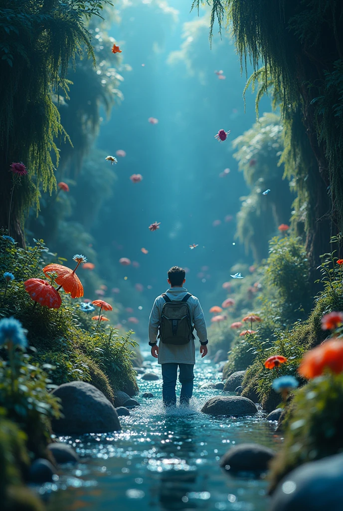 A scientist is accidentally miniaturized to the size of a microbe and discovers a vibrant world full of life within a droplet of water. Among unknown creatures and dazzling natural phenomena, he tries to find a way back to his normal size while realizing the incredible complexity and beauty of the microscopic world.