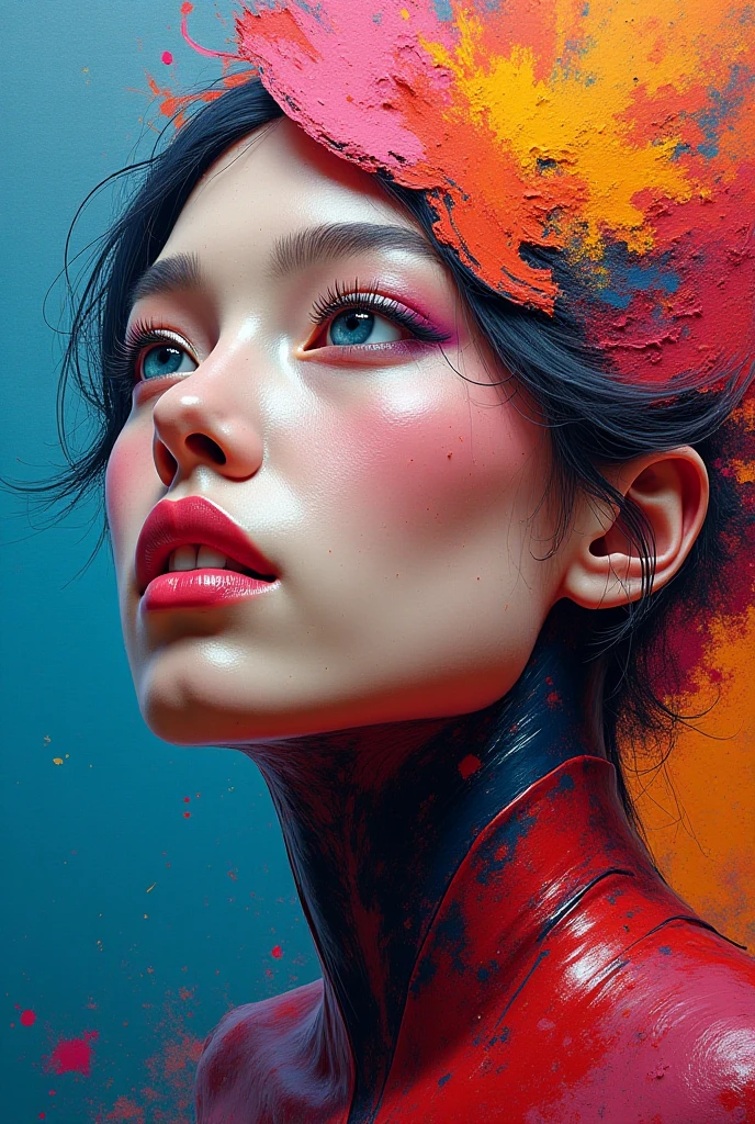 Futuristic Woman, Protector Of The Universe, Expressive, from 3000, Detailed Face, Colorful Oil Painting, Heavy Strokes, By Jean Baptiste Monge, By Karol Bak, By Carne Griffiths, Masterpiece, Unreal Engine 3D; Symbolism, Colourful, Polished, Complex; UHD; D3D; 16K", Full Color Painting, Low Contrast, Soft Cinematic Light, Exposure Blend, Hdr, Front, 8k