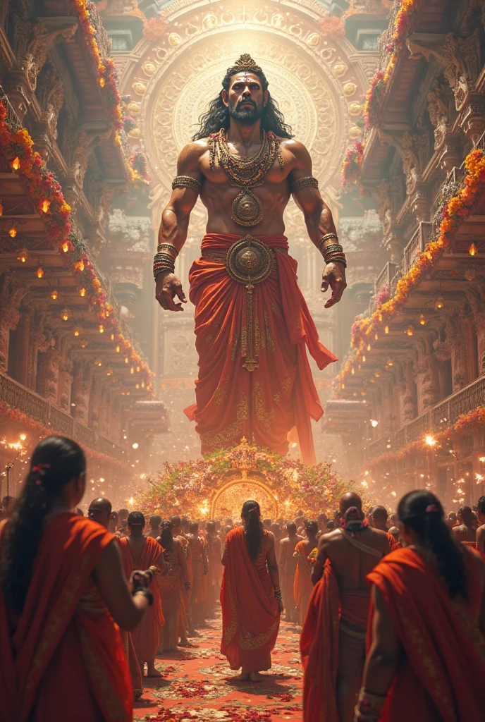 A cultural program of hindus worshipping lord hanuman 3d picture with amazing view