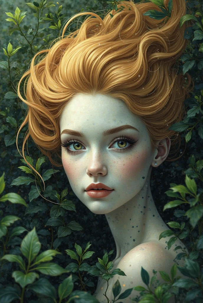 Beauty logo with W&B face and hair in gold and green 