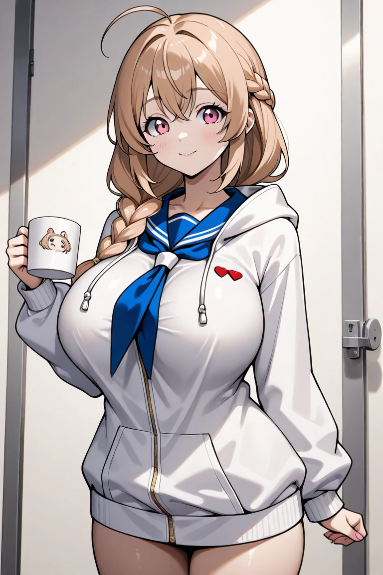 <lora:eirin:1>,1girl, bangs, blue_dress, blue_eyes, blue_headwear, blush, braid, breasts, cleavage, collarbone, cowboy_shot, cup, eyebrows_visible_through_hair, hat, labcoat, large_breasts, long_hair, long_sleeves, looking_at_viewer, multicolored_clothes, multicolored_dress, nurse_cap, open_mouth, red_cross, silver_hair, simple_background, solo, standing, very_long_hair, white_background, yagokoro_eirin, <lora:add_detail:0.65>, masterpiece, best quality, perfect composition,