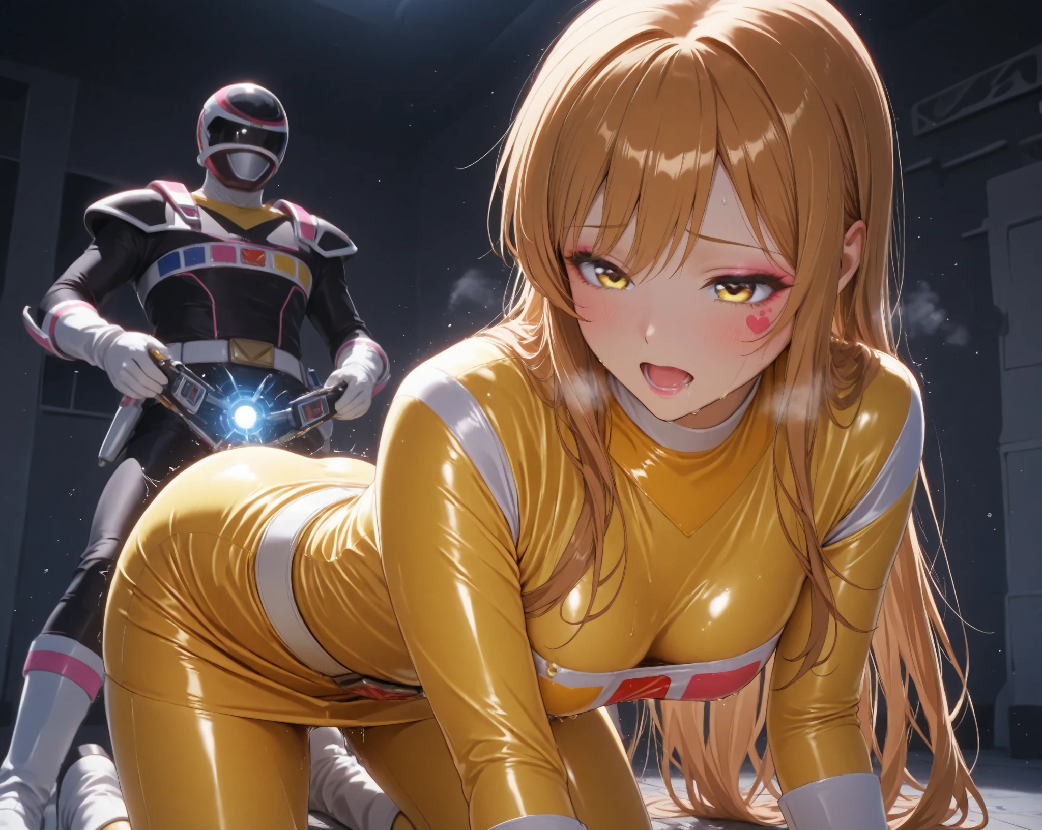 4K,real,realistic,near future,NSFW,transformation,porn,adult,Renamon and the giant battle mecha,livingclothes,The pilot is inside a giant battle mech.,Pilot details(full body concept art,Renamon is the pilot,Height: 160cm,The pilot is in front of a giant battle mech.,The pilot is wearing a Renamon-type tight skin suit.,face:Renamon type full face helmet,tentacle cockpitに跨がる,attached to tentacles,fuck pussy with tentacles,Renamon's tight skin suit is sticky and glossy with mucus.,A fluffy fox tail is growing,evil depravity,carnage),Details of the giant battle mecha(full body concept art,Humanoid,Looks like a fusion of Renamon and a dragon,symbiote,evil depravity,Height 40 meters,It has a fluffy tail.,fox ears,standing behind the pilot),tentacle cockpit,Inside the cockpit(The cockpit is covered in tentacles,there is a pilot,sitting in a tentacle-shaped cockpit
