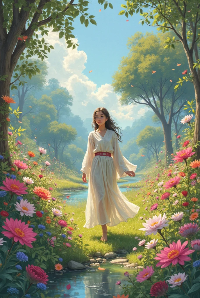 Generate an image with the land of flowers