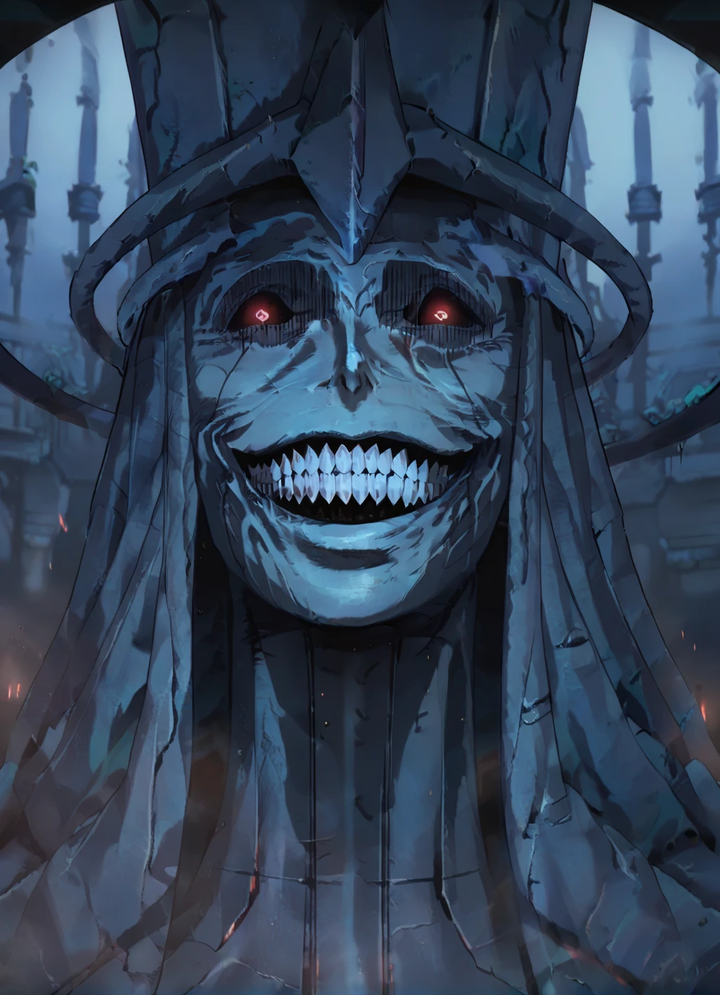 score_9, score_8_up, score_7_up, source_anime, upper body, evil smile, solo, eye contact, statue, statue_of_god, 