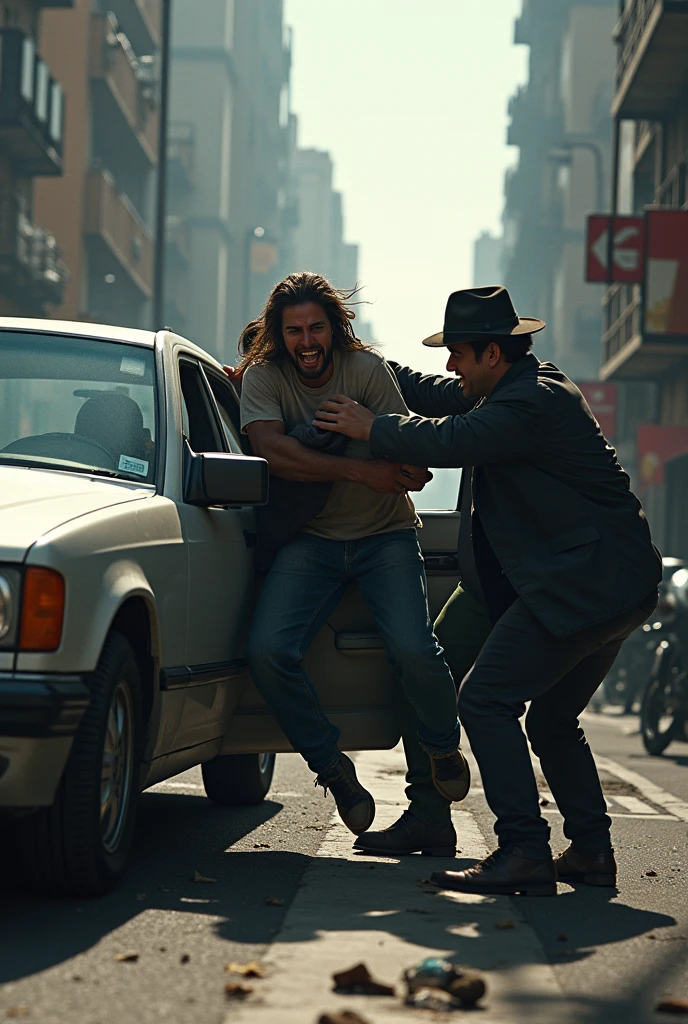 Man running in a hurry and pushing Jesus
