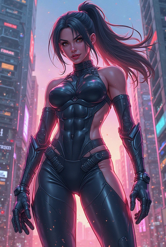 MASTERPIECE, ABSURDRES QUALITY, NIGHT LIGHT, 9 p.m., ((Best quality, 8k, Masterpiece: 1.3)), Sharp focus: 1.2, there is a woman with a tattoo on her back and a tattoo on her arm, red dress short curt, (((BIG SMILE))) style ivan talavera and artgerm, beautiful digital art, style of raymond swanland, epic digital art illustration, alena aenami and artgerm, zenescope, by Marek Okon, artgerm julie bell beeple, intricate body, sharp focus in the eyes, ((background blur)), 8k, unreal engine 5, thick arms, (((thick legs)))