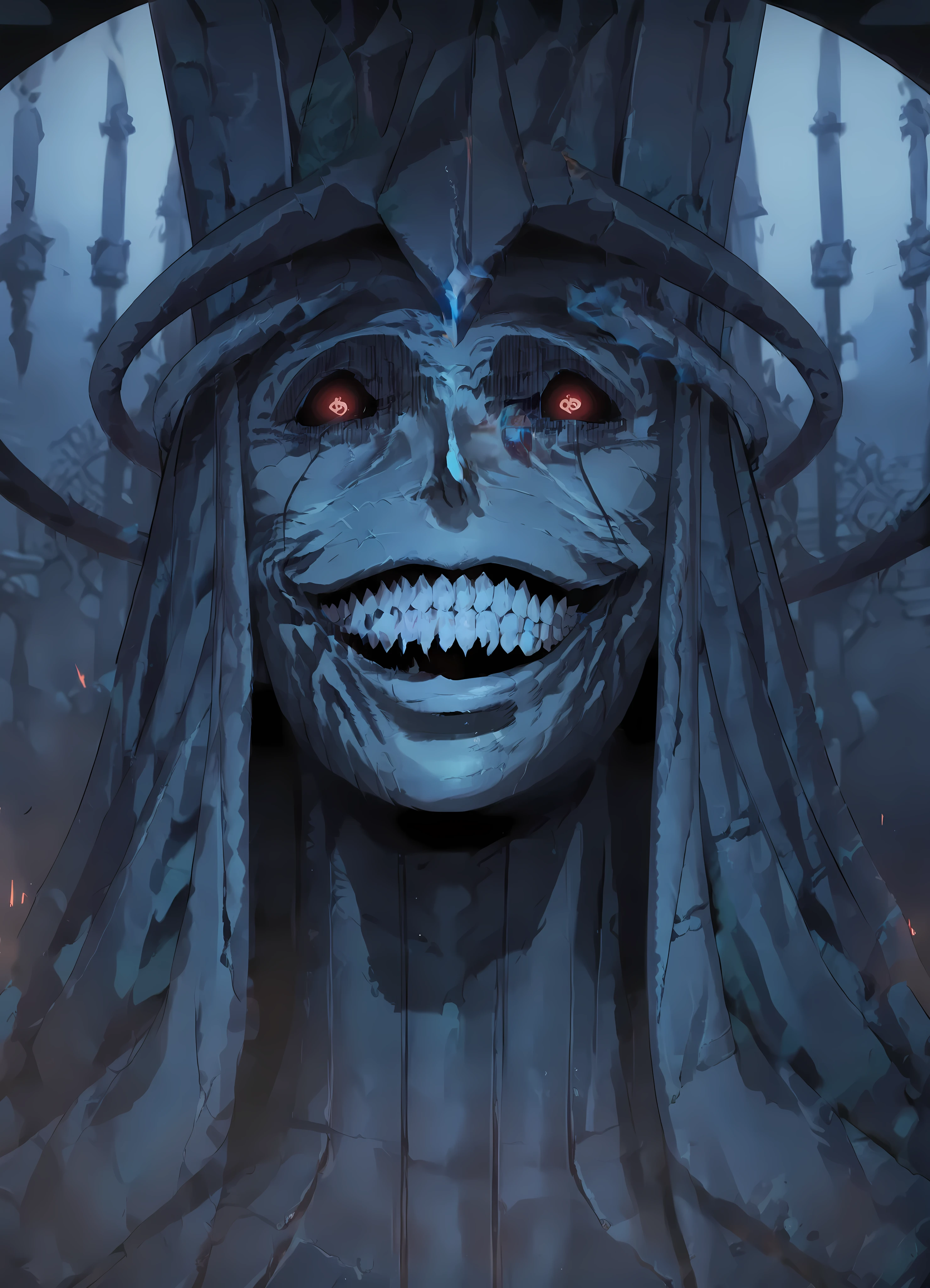 score_9, score_8_up, score_7_up, source_anime, upper body, evil smile, solo, eye contact, statue, statue_of_god, 