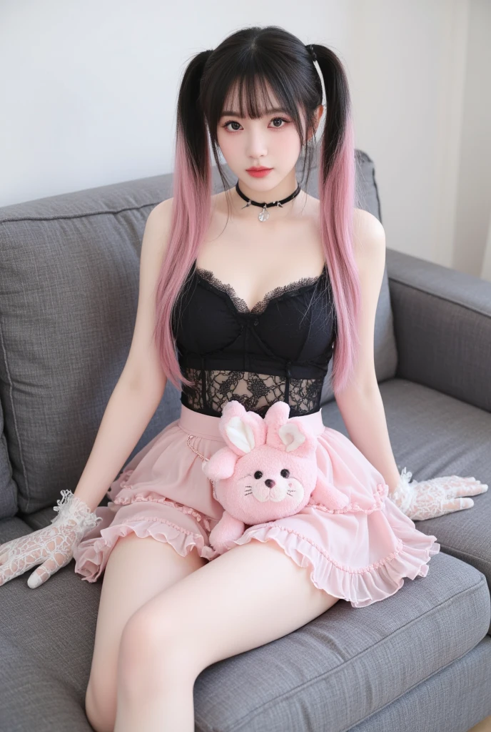 There is a woman sitting on a bed with a teddy bear, beautiful dolphin, very beautiful cute catgirl, sitting on her bed, sexy cat girl, Sweet ultra-realistic bunny, in my bed, sitting in bed, amaranth, chica anime cosplay, anime barbie in white stockings, Cat Mimi, animated barbie doll, pretty face with arms and legs, jennie blackpink, hot, asian, Asian girl,