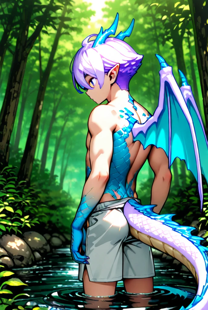 ((A young male lewd innocent with soft slender body with very long silver hair male pixie with huge sagging manly breasts and colorful wings is wearing colorful mini glittery colorful pixie tight dress is being clapped and taking heavy breaths as he does so)), (the setting is a beautiful pixie magical village in a woods nearby lake with fireflies around), ((he has long hair)),(yaoi), (yaoi hentai), orgasm, penis line, NSFW, sexy pose, ((inspired by hentai otome game where you interact with the character and they become more horny)), ((group of colorful pixies inspired by FFXIV pixied with long hair gay gangbang)), ((on all fours)),