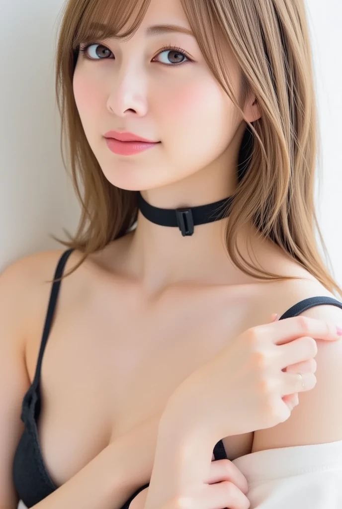 best quality,tmasterpiece,A high resolution,1girl,Floral bra set,hair adornments,choker necklace,jewelry,beautiful face,dingdall effect,realistic, lying,dark studio,edge lit,two tone lighting,(high detail skin:1.2),8k uhd, dslr, soft lighting, high high quality, volumetric light, sneak shot, photore, A high resolution, 4k, 8k, Background bokeh,
