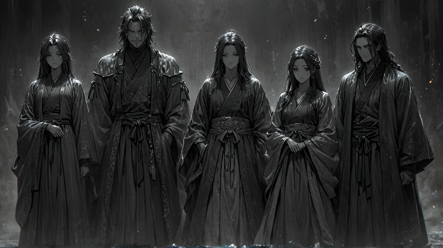 (tmasterpiece、best qualtiy、A high resolution),blue backdrop,Three Kingdoms Killing Style Royal Sister Fan,Tall and tall,Wear black silk heels,Black flowing hair,Frontal whole body