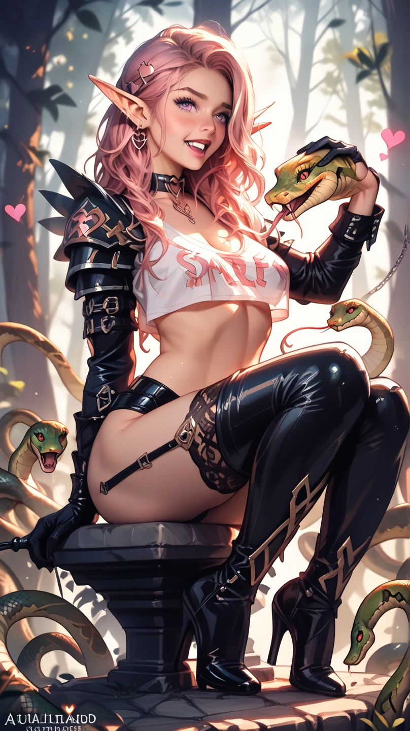 arafed woman with pink hair and snakes in a forest, extremely detailed artgerm, 2. 5 d cgi anime fantasy artwork, wlop rossdraws, ross tran 8 k, rossdraws sakimimichan, ! dream artgerm, 8k high quality detailed art, anime fantasy illustration, cushart krenz key art feminine